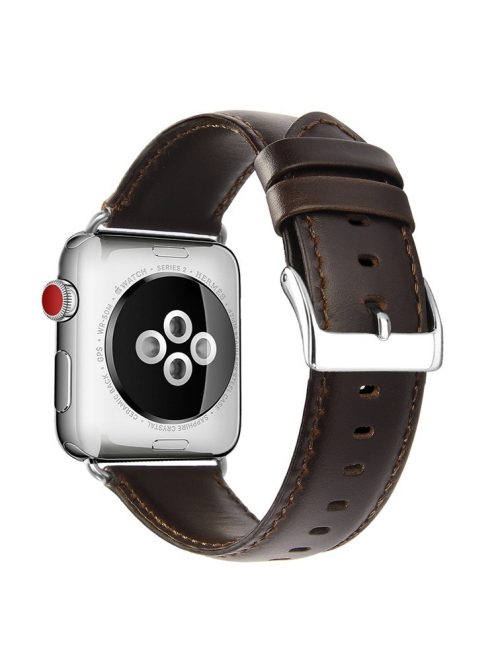 Popular Crazy Horse Top Layer Cowhide Leather Wrist Watchband Strap for Apple Watch Series 10 42mm / 9 8 7 41mm / SE (2023) SE (2022) SE 6 5 4 40mm / 3 2 1 38mm - Coffee