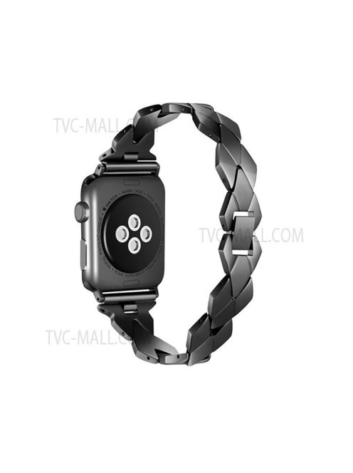 Premium Stainless Steel Rhombus Watch Band Wrist Strap for Apple Watch Series 10 42mm / 9 8 7 41mm / 6 5 4 SE SE (2022) SE (2023) 40mm / 3 2 1 38mm - Black