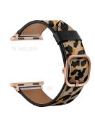 Printed Genuine Leather Watch Band for Apple Watch Series 10 42mm / 9 8 7 41mm / 6 5 4 SE SE (2022) SE (2023) 40mm / 3 2 1 38mm - Yello Leopard Print