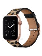 Printed Genuine Leather Watch Band for Apple Watch Series 10 42mm / 9 8 7 41mm / 6 5 4 SE SE (2022) SE (2023) 40mm / 3 2 1 38mm - Yello Leopard Print