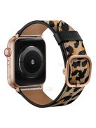 Printed Genuine Leather Watch Band for Apple Watch Series 10 42mm / 9 8 7 41mm / 6 5 4 SE SE (2022) SE (2023) 40mm / 3 2 1 38mm - Yello Leopard Print