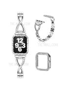 Protective Case Rhinestone Decorated + X-shape Metal Watch Strap Scratch-proof Replacement for Apple Watch Series 6 / 5 / 4 / SE 44mm / SE (2022) 44mm -  Silver