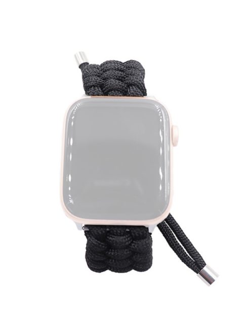 Pulling Adjustable Braided Rope Wrist Strap Replacement Watch Band for Apple Watch Series 10 42mm / 9 8 7 41mm / 6 5 4 SE SE (2022) SE (2023) 40mm / 3 2 1 38mm - Black