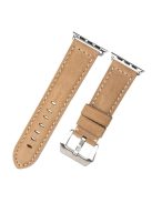 QIALINO Crazy Horse Texture Genuine Leather Band for Apple Watch Series 10 42mm / 9 8 7 41mm / SE (2023) SE (2022) SE 6 5 4 40mm / 3 2 1 38mm - Khaki