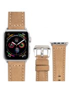 QIALINO Crazy Horse Texture Genuine Leather Band for Apple Watch Series 10 42mm / 9 8 7 41mm / SE (2023) SE (2022) SE 6 5 4 40mm / 3 2 1 38mm - Khaki