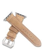 QIALINO Crazy Horse Texture Genuine Leather Band for Apple Watch Series 10 42mm / 9 8 7 41mm / SE (2023) SE (2022) SE 6 5 4 40mm / 3 2 1 38mm - Khaki