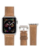 QIALINO Crazy Horse Texture Genuine Leather Band for Apple Watch Series 10 46mm / Ultra 2 Ultra 49mm / 9 8 7 45mm / SE (2023) SE (2022) SE 6 5 4 44mm / 3 2 1 42mm - Brown