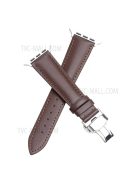 QIALINO For Apple Watch Series 10 42mm / 9 8 7 41mm / 6 5 4 SE SE (2022) SE (2023) 40mm / 3 2 1 38mm Genuine Leather Wear-Resistant Solid Color Wristband Smart Watch Replacement Strap - Brown