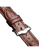 QIALINO for Apple Watch Series 10 42mm / 9 8 7 41mm / SE (2023) SE (2022) SE 6 5 4 40mm / 3 2 1 38mm Crocodile Texture Genuine Leather Wrist Strap - Brown