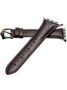 QIALINO for Apple Watch Series 10 42mm / 9 8 7 41mm / SE (2023) SE (2022) SE 6 5 4 40mm / 3 2 1 38mm Crocodile Texture Genuine Leather Wrist Strap - Coffee