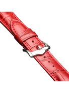 QIALINO for Apple Watch Series 10 42mm / 9 8 7 41mm / SE (2023) SE (2022) SE 6 5 4 40mm / 3 2 1 38mm Crocodile Texture Genuine Leather Wrist Strap - Red