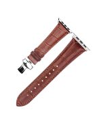 QIALINO For Apple Watch Series 10 46mm / Ultra 2 Ultra 49mm / 9 8 7 45mm / SE (2023) SE (2022) SE 6 5 4 44mm / 3 2 1 42mm Genuine Leather Watch Strap Replacement Watchband - Brown