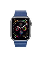 QIALINO Magnetic Loop Genuine Leather Watch Band Placement for Apple Watch Series 10 42mm / 9 8 7 41mm / SE (2023) SE (2022) SE 6 5 4 40mm / 3 2 1 38mm - Blue