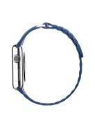 QIALINO Magnetic Loop Genuine Leather Watch Band Placement for Apple Watch Series 10 42mm / 9 8 7 41mm / SE (2023) SE (2022) SE 6 5 4 40mm / 3 2 1 38mm - Blue