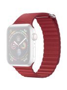 QIALINO Magnetic Loop Genuine Leather Watch Strap for Apple Watch Series 10 42mm / 9 8 7 41mm / SE (2023) SE (2022) SE 6 5 4 40mm / 3 2 1 38mm - Red