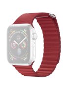 QIALINO Magnetic Loop Genuine Leather Watch Strap for Apple Watch Series 5 4 44mm, Series 3 / 2 / 1 42mm - Red