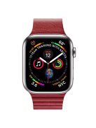 QIALINO Magnetic Loop Genuine Leather Watch Strap for Apple Watch Series 5 4 44mm, Series 3 / 2 / 1 42mm - Red