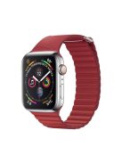 QIALINO Magnetic Loop Genuine Leather Watch Strap for Apple Watch Series 5 4 44mm, Series 3 / 2 / 1 42mm - Red