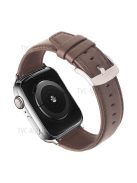 QIALINO Nappa Texture Genuine Leather Smart Watch Band Wrist Strap for Apple Watch Ultra 49mm / Ultra 2 49mm / Series 9 45mm / SE (2023) 44mm / Series 8 45mm / 7 45mm / Series 4 / 5 / 6 / SE 44mm / SE (2022) 44mm / Series 1 / 2 / 3 42mm - Dark Brown