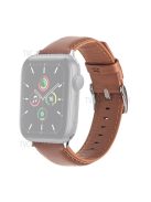 QIALINO Nappa Texture Genuine Leather Smart Watch Band Wrist Strap for Apple Watch Ultra 49mm / Ultra 2 49mm / Series 9 45mm / SE (2023) 44mm / Series 8 45mm / 7 45mm / Series 4 / 5 / 6 / SE 44mm / SE (2022) 44mm / Series 1 / 2 / 3 42mm - Light Brown