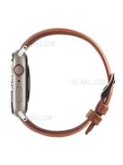 QIALINO Nappa Texture Genuine Leather Smart Watch Band Wrist Strap for Apple Watch Ultra 49mm / Ultra 2 49mm / Series 9 45mm / SE (2023) 44mm / Series 8 45mm / 7 45mm / Series 4 / 5 / 6 / SE 44mm / SE (2022) 44mm / Series 1 / 2 / 3 42mm - Light Brown