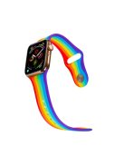 Rainbow Color Silicone Watch Band for Apple Watch Series 10 46mm / Ultra 2 Ultra 49mm / 9 8 7 45mm / SE (2023) SE (2022) SE 6 5 4 44mm / 3 2 1 42mm