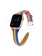 Rainbow Genuine Leather Strap Replace Band for Apple Watch Series 10 42mm / 9 8 7 41mm / 6 5 4 SE SE (2022) SE (2023) 40mm / 3 2 1 38mm