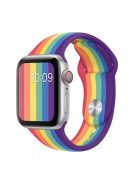 Rainbow Pattern Watch Strap Band for Apple Watch Series 8 45mm / Ultra 49mm / Ultra 2 49mm / Series 9 45mm / SE (2023) 44mm / 7 45mm / Series 6 / 5 / 4 / SE / SE (2022) 44mm, Series 3 / 2 / 1 42mm (Lengthen Length)