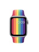 Rainbow Pattern Watch Strap Band for Apple Watch Series 8 45mm / Ultra 49mm / Ultra 2 49mm / Series 9 45mm / SE (2023) 44mm / 7 45mm / Series 6 / 5 / 4 / SE / SE (2022) 44mm, Series 3 / 2 / 1 42mm (Lengthen Length)