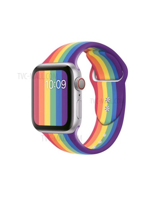 Rainbow Style Silicone Smart Watch Strap for Apple Watch Series 6 / SE / 5 / 4 40mm / Series 3 / 2 / 1 38mm