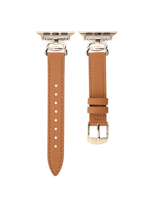 Replace Band for Apple Watch 10 46mm / Ultra 2 / Ultra 49mm / 9 8 7 45mm / SE (2023) SE (2022) SE 6 5 4 44mm / 3 2 1 42mm Leather Strap - Brown