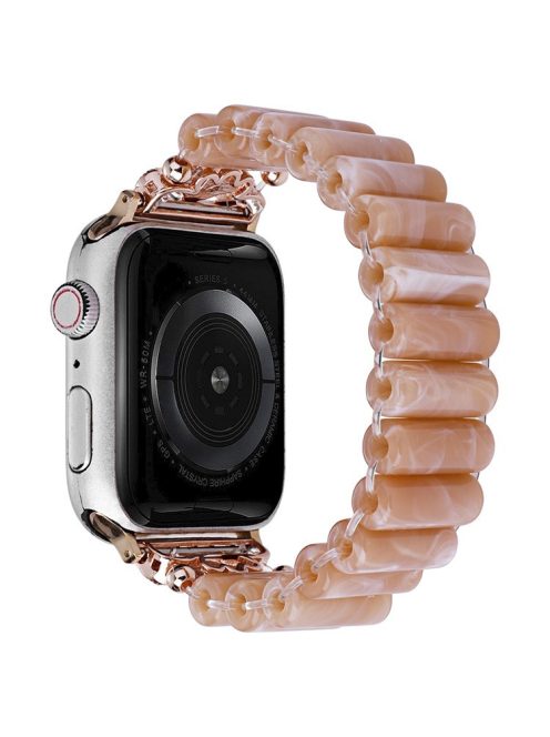 Resin Watch Band for Apple Watch Series 10 46mm / Ultra 2 Ultra 49mm /  Series 9 8 7 45mm / 6 5 4 SE (2023) SE (2022) SE 44mm / 3 2 1 42mm , Tube Bead Bracelet - Deep Pink