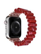 Resin Watch Band for Apple Watch Series 10 46mm / Ultra 2 Ultra 49mm /  Series 9 8 7 45mm / 6 5 4 SE (2023) SE (2022) SE 44mm / 3 2 1 42mm , Tube Bead Bracelet - Red