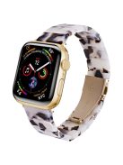 Resin Watchband for Apple Watch Series 10 46mm / Ultra 2 Ultra 49mm /  Series 9 8 7 45mm / 6 5 4 SE (2023) SE (2022) SE 44mm / 3 2 1 42mm Wrist Strap - Coffee+White