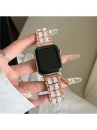 Resin+Zinc Alloy Strap for Apple Watch Series 10 42mm  /  Series 9 8 7 41mm  /  SE (2023) SE (2022) SE 6 5 4 40mm  /  3 2 1 38mm Band - Rose Gold+Rhinestone