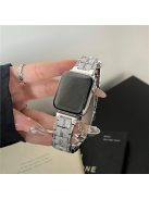 Resin+Zinc Alloy Strap for Apple Watch Series 10 42mm  /  Series 9 8 7 41mm  /  SE (2023) SE (2022) SE 6 5 4 40mm  /  3 2 1 38mm Band - Silver+Rhinestone