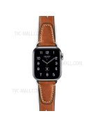 Retro Breathable Top Layer Cowhide Genuine Leather Strap Watch Band for Apple Watch Ultra 49mm / Ultra 2 49mm / Series 9 45mm / SE (2023) 44mm / Series 8 45mm / 7 45mm / 6 / 5 / 4 / SE 44mm / SE (2022) 44mm / 3 / 2 / 1 42mm - Brown