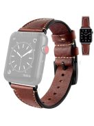 Retro Breathable Top Layer Cowhide Genuine Leather Strap Watch Band for Apple Watch Ultra 49mm / Ultra 2 49mm / Series 9 45mm / SE (2023) 44mm / Series 8 45mm / 7 45mm / 6 / 5 / 4 / SE 44mm / SE (2022) 44mm / 3 / 2 / 1 42mm - Coffee