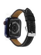 Retro Genuine Leather Narrow Wrist Strap Adjustable Watch Band for Apple Watch Series 10 42mm / 9 8 7 41mm / 6 5 4 SE SE (2022) SE (2023) 40mm / 3 2 1 38mm - Black