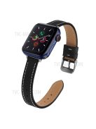 Retro Genuine Leather Narrow Wrist Strap Adjustable Watch Band for Apple Watch Series 10 42mm / 9 8 7 41mm / 6 5 4 SE SE (2022) SE (2023) 40mm / 3 2 1 38mm - Black