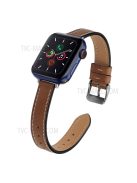 Retro Genuine Leather Narrow Wrist Strap Adjustable Watch Band for Apple Watch Series 10 42mm / 9 8 7 41mm / 6 5 4 SE SE (2022) SE (2023) 40mm / 3 2 1 38mm - Brown