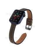 Retro Genuine Leather Narrow Wrist Strap Adjustable Watch Band for Apple Watch Series 10 42mm / 9 8 7 41mm / 6 5 4 SE SE (2022) SE (2023) 40mm / 3 2 1 38mm - Coffee