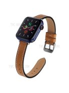 Retro Genuine Leather Narrow Wrist Strap Adjustable Watch Band for Apple Watch Series 10 42mm / 9 8 7 41mm / 6 5 4 SE SE (2022) SE (2023) 40mm / 3 2 1 38mm - Light Brown