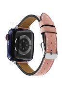 Retro Genuine Leather Narrow Wrist Strap Adjustable Watch Band for Apple Watch Series 10 42mm / 9 8 7 41mm / 6 5 4 SE SE (2022) SE (2023) 40mm / 3 2 1 38mm - Light Pink