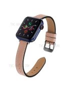 Retro Genuine Leather Narrow Wrist Strap Adjustable Watch Band for Apple Watch Series 10 42mm / 9 8 7 41mm / 6 5 4 SE SE (2022) SE (2023) 40mm / 3 2 1 38mm - Light Pink