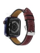 Retro Genuine Leather Narrow Wrist Strap Adjustable Watch Band for Apple Watch Series 10 42mm / 9 8 7 41mm / 6 5 4 SE SE (2022) SE (2023) 40mm / 3 2 1 38mm - Wine Red