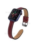 Retro Genuine Leather Narrow Wrist Strap Adjustable Watch Band for Apple Watch Series 10 42mm / 9 8 7 41mm / 6 5 4 SE SE (2022) SE (2023) 40mm / 3 2 1 38mm - Wine Red