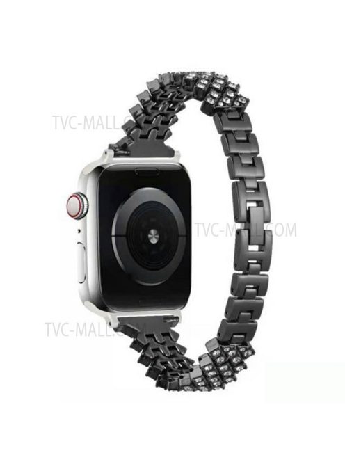 Rhinestone Aluminium Alloy Watch Band Metal Strap Bracelet for Apple Watch Series 10 42mm / 9 8 7 41mm / 6 5 4 SE SE (2022) SE (2023) 40mm / 3 2 1 38mm - Black