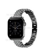 Rhinestone Aluminium Alloy Watch Band Metal Strap Bracelet for Apple Watch Series 10 42mm / 9 8 7 41mm / 6 5 4 SE SE (2022) SE (2023) 40mm / 3 2 1 38mm - Black