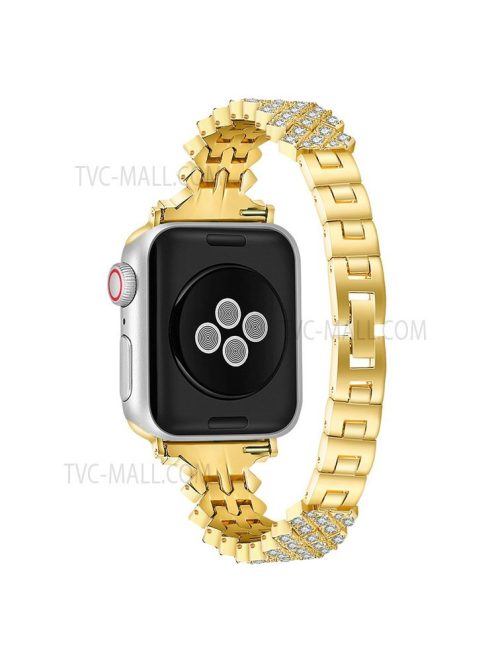 Rhinestone Aluminium Alloy Watch Band Metal Strap Bracelet for Apple Watch Series 10 42mm / 9 8 7 41mm / 6 5 4 SE SE (2022) SE (2023) 40mm / 3 2 1 38mm - Gold